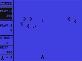 In game image of Galaga (Arlasoft - 2021) on the Commodore 64.