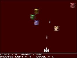 In game image of Genocide (Robert Norris) on the Commodore 64.