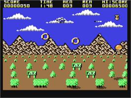 In game image of Gun Runner (Mnemonic Productions) on the Commodore 64.
