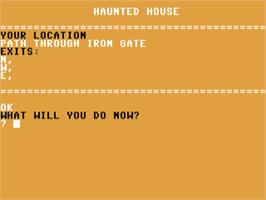 In game image of Haunted House (The Guild / Usborne Publishing) on the Commodore 64.