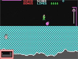 In game image of Hunchback on the Commodore 64.