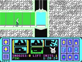 In game image of Impossible Mission on the Commodore 64.