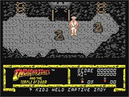 In game image of Indiana Jones And The Temple Of Doom on the Commodore 64.