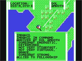 In game image of J.R.R. Tolkien's War in Middle Earth on the Commodore 64.