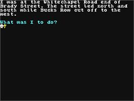 In game image of Jack The Ripper on the Commodore 64.