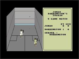 In game image of Jonah Barrington's Squash on the Commodore 64.