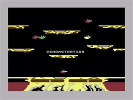 In game image of Joust (The Code Works) on the Commodore 64.