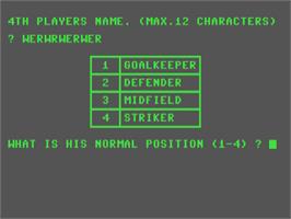 In game image of League Soccer (Dave Barnes) on the Commodore 64.
