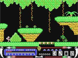 In game image of Livingstone, I Presume? on the Commodore 64.