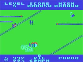 In game image of Locomotion on the Commodore 64.