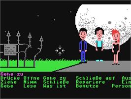 In game image of Maniac Mansion on the Commodore 64.