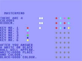 In game image of Mastermind (Commodore Educational) on the Commodore 64.