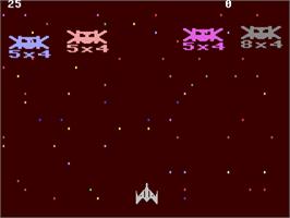 In game image of Math Attack (Pyramid Software) on the Commodore 64.