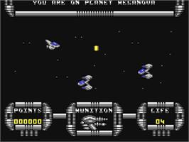 In game image of Meganova - The Weapon on the Commodore 64.