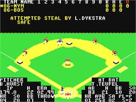 In game image of Microleague Baseball 2 on the Commodore 64.