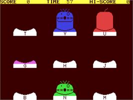 In game image of Mole Attack (Commodore) on the Commodore 64.