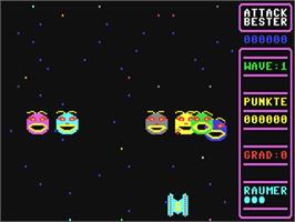 In game image of Monster Attack (Siren Electronic) on the Commodore 64.