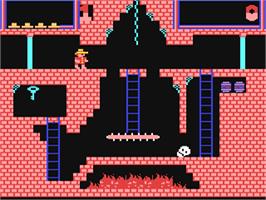 In game image of Montezuma's Revenge on the Commodore 64.