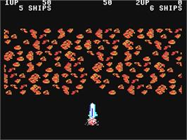 In game image of Moon Shuttle on the Commodore 64.