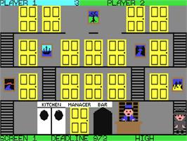 In game image of Mr. Wong's Loopy Laundry on the Commodore 64.
