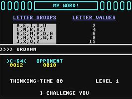In game image of My Word - The Ultimate Family Word Game on the Commodore 64.