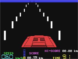 In game image of Night Driver on the Commodore 64.