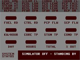 In game image of Oak Flat Nuclear Power Plant Simulator on the Commodore 64.