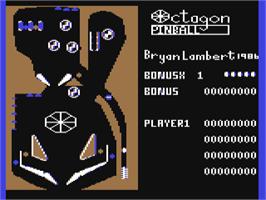 In game image of Octagon Pinball on the Commodore 64.