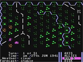 In game image of Panzer Battles on the Commodore 64.