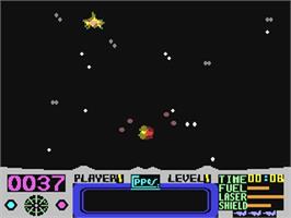 In game image of Perplexian Challenger on the Commodore 64.