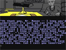 In game image of Perry Mason - The Case Of The Mandarin Murder on the Commodore 64.