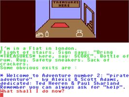 In game image of Pirate Adventure (Adventure International) on the Commodore 64.
