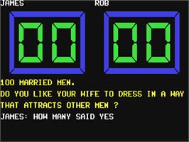In game image of Play Your Cards Right on the Commodore 64.