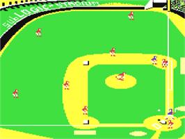 In game image of Pure-stat Baseball on the Commodore 64.