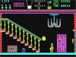 In game image of Pyjamarama on the Commodore 64.