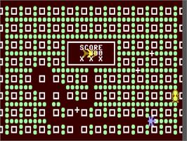 In game image of Rail Runner (Keypunch Software) on the Commodore 64.