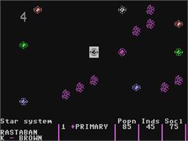 In game image of Reach for the Stars on the Commodore 64.