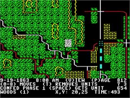 In game image of Rebel Charge At Chickamauga on the Commodore 64.