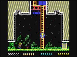 In game image of Rick Dangerous 2 on the Commodore 64.