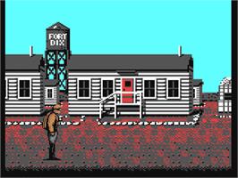 In game image of Rocket Ranger on the Commodore 64.