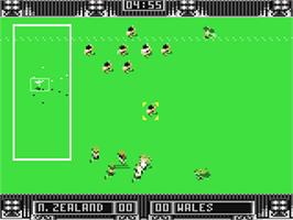 In game image of Rugby: The World Cup on the Commodore 64.