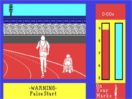 In game image of Run For Gold on the Commodore 64.