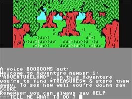 In game image of Scott Adams' Graphic Adventure #1: Adventureland on the Commodore 64.