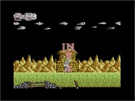 In game image of Shadow Of The Beast on the Commodore 64.