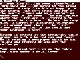 In game image of Sherlock Holmes - His Most Difficult Case on the Commodore 64.