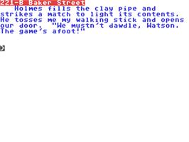In game image of Sherlock Holmes Returns on the Commodore 64.