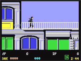 In game image of Shinobi on the Commodore 64.