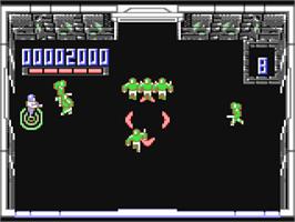 In game image of Smash T.V. on the Commodore 64.