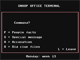 In game image of Snooper Troops: Case #2 - The Case of the Disappearing Dolphin on the Commodore 64.