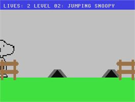 In game image of Snoopy (Commodore / Courbois) on the Commodore 64.